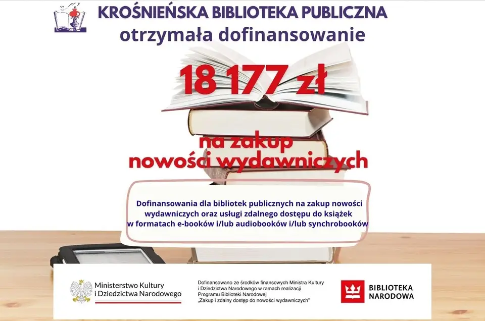 Dotacja dla Krośnieńskiej Biblioteki Publicznej na nowości wydawnicze w 2026 roku