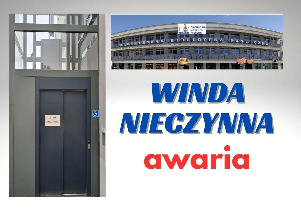 Awaria windy w Krośnieńskiej Bibliotece Publicznej