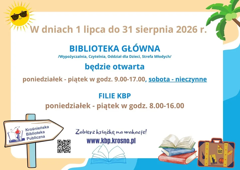 Zmiana godzin otwarcia biblioteki w okresie wakacyjnym